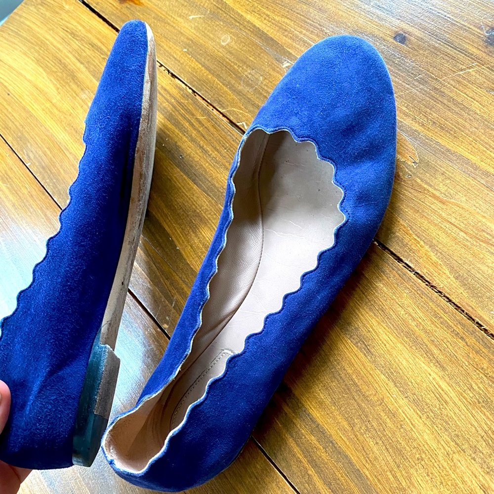 Chloe blue suede scallop flat 37 1/2